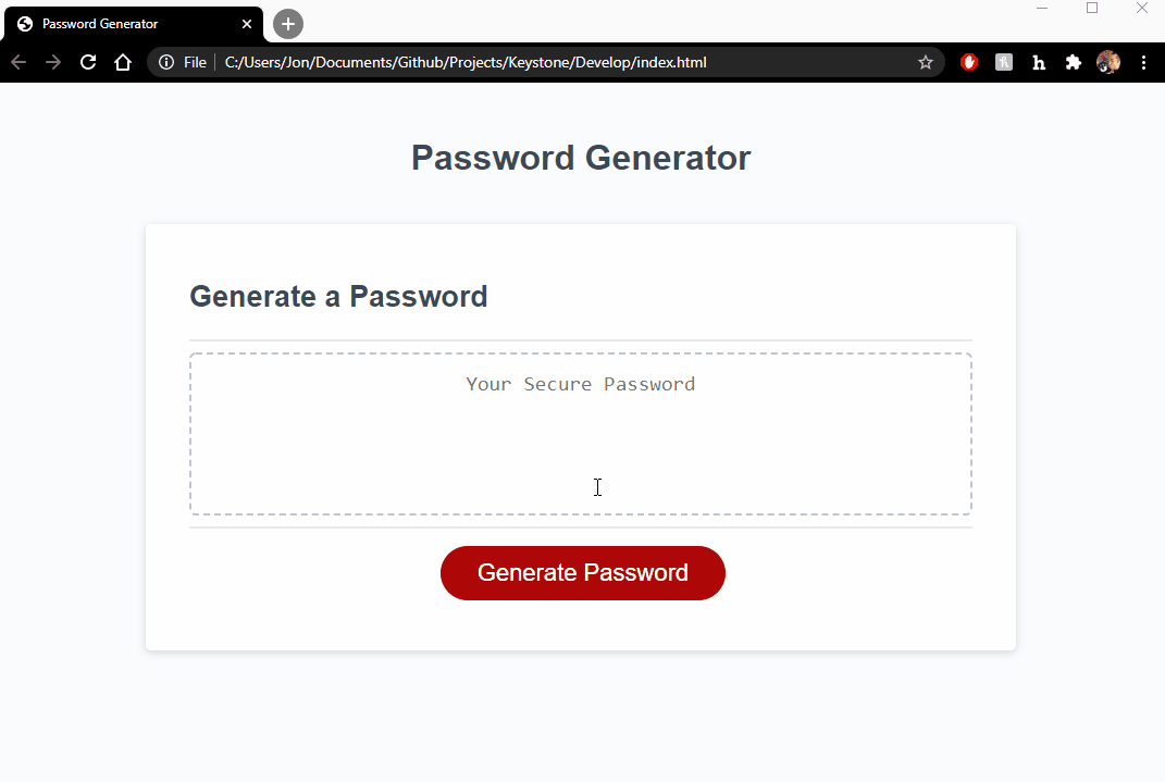 Password Generator Project